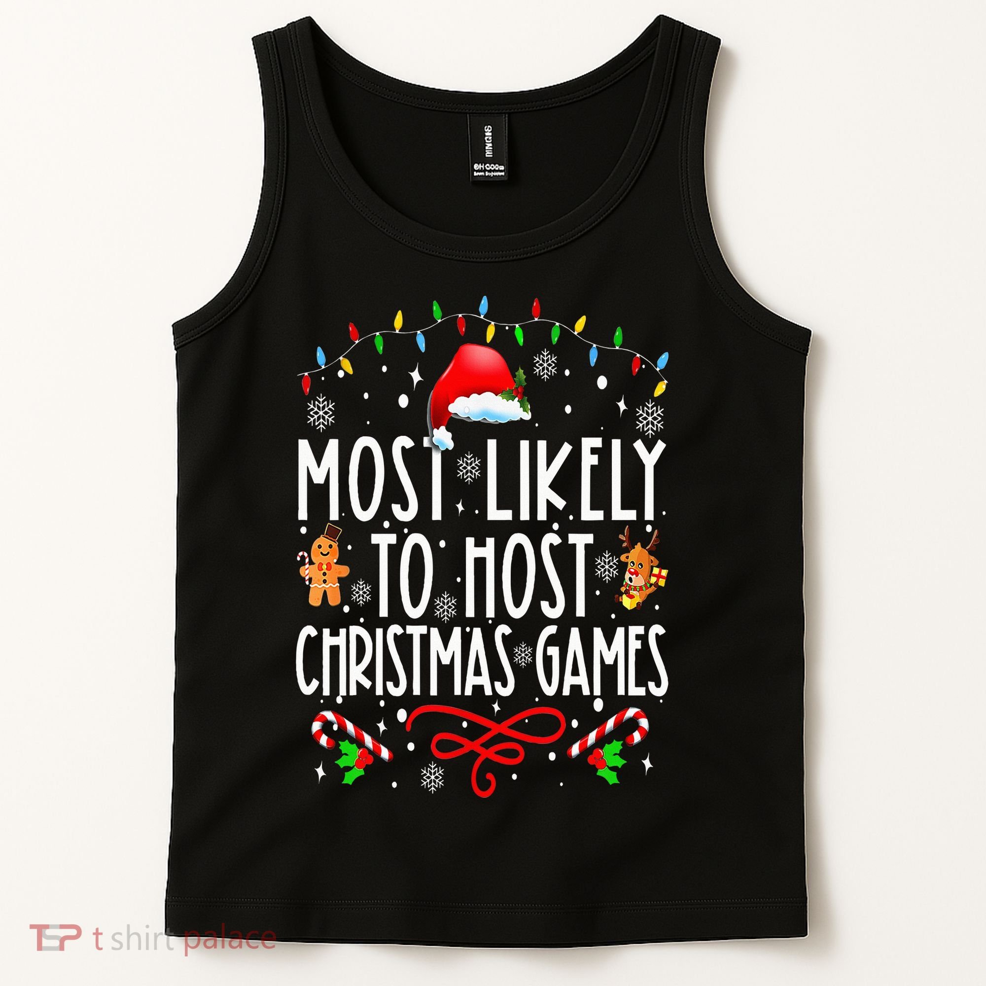 Most Likely To Host Christmas Games Funny Family Christmas Tank Top