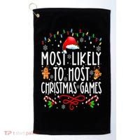 Most Likely To Host Christmas Games Funny Family Christmas Golf Towel thumb 0