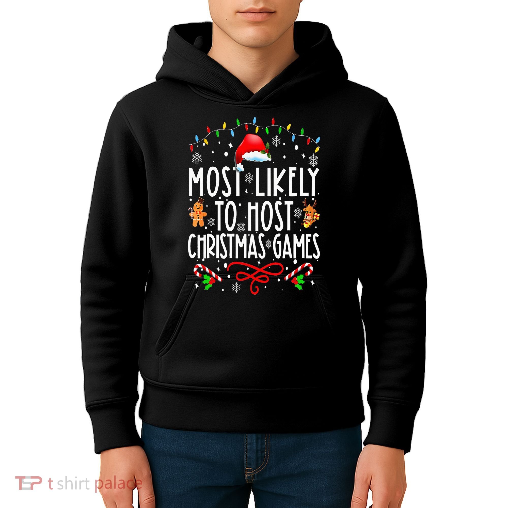 Most Likely To Host Christmas Games Funny Family Christmas Kids Hoodie