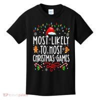 Most Likely To Host Christmas Games Funny Family Christmas Kids T-Shirt thumb 0