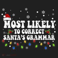 Most Likely To Correct Santa Grammar Christmas Believe Santa Beanie thumb 2