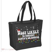 Most Likely To Correct Santa Grammar Christmas Believe Santa Tote Bag thumb 2