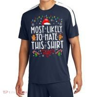 Most Likely To Hate This Family Christmas Pajamas Sport-Tek Competitor United Soccer Jersey thumb 0
