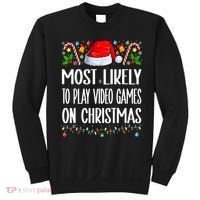 Most Likely To Play Video Games On Christmas Funny Pajamas Sweatshirt thumb 0