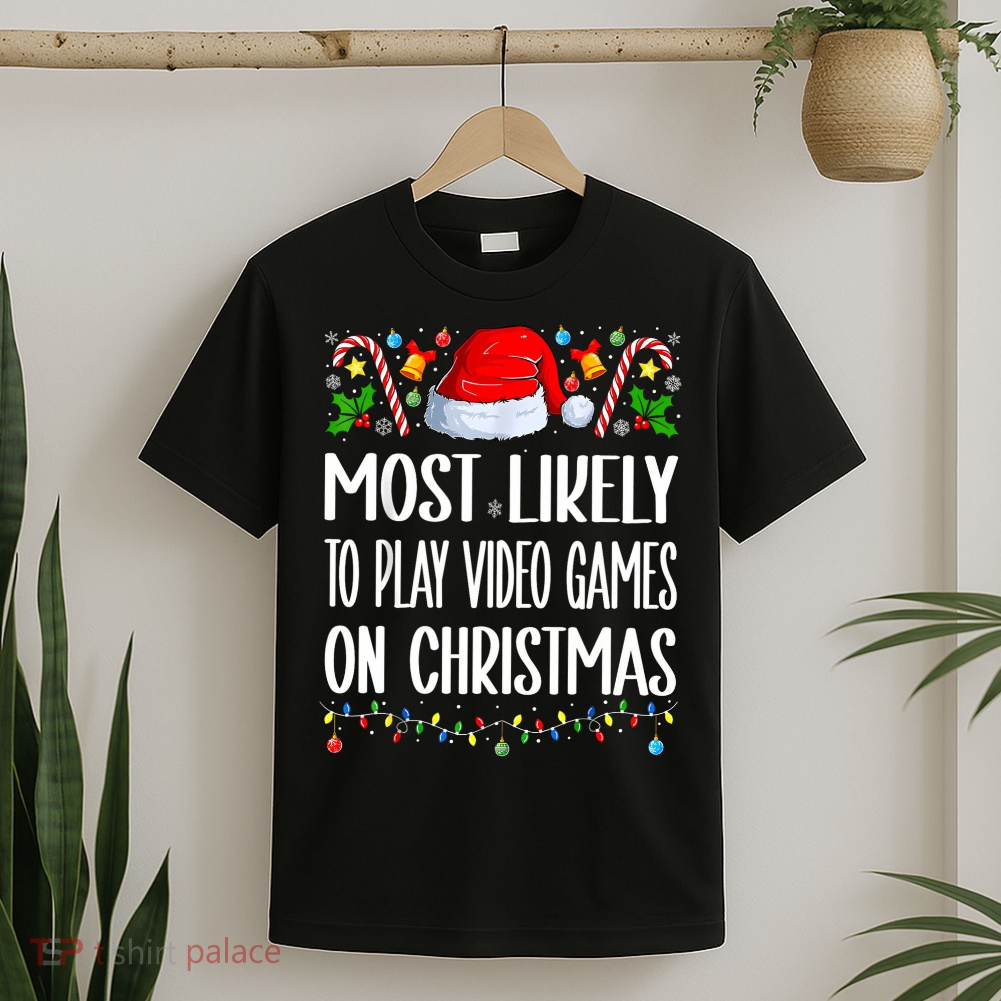 Most Likely To Play Video Games On Christmas Funny Pajamas T-Shirt