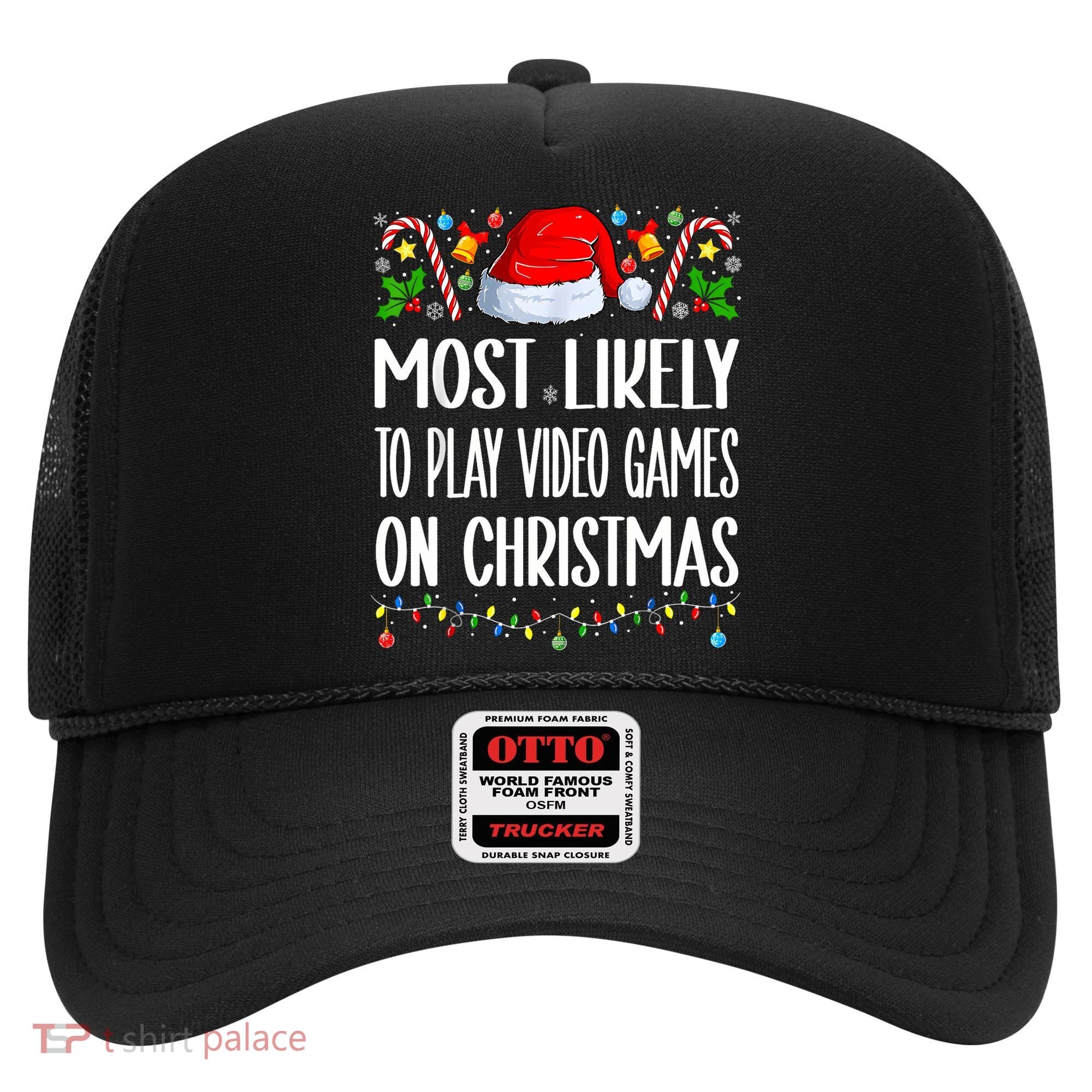 Most Likely To Play Video Games On Christmas Funny Pajamas Hat