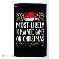 Most Likely To Play Video Games On Christmas Funny Pajamas Golf Towel thumb 0