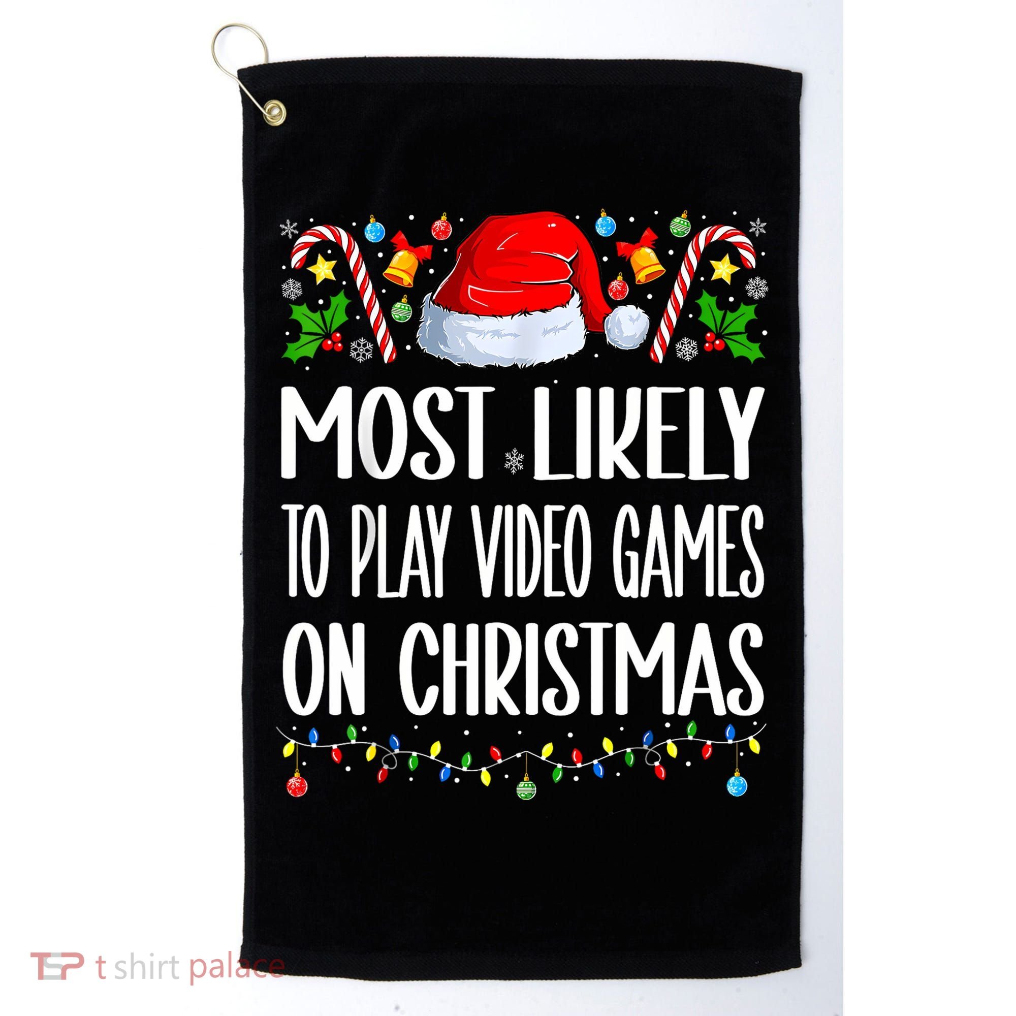 Most Likely To Play Video Games On Christmas Funny Pajamas Golf Towel