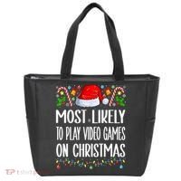 Most Likely To Play Video Games On Christmas Funny Pajamas Tote Bag thumb 0