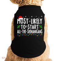 Most Likely To Start The Shenanigans Funny Family Christmas Doggie Tank thumb 0