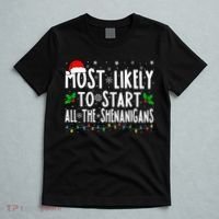 Most Likely To Start The Shenanigans Funny Family Christmas T-Shirt thumb 5