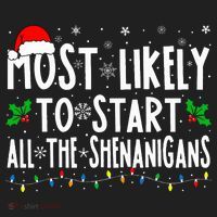 Most Likely To Start The Shenanigans Funny Family Christmas Beanie thumb 2