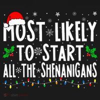 Most Likely To Start The Shenanigans Funny Family Christmas Women's Hoodie thumb 2