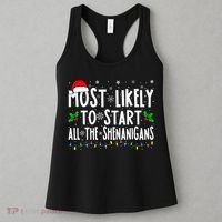 Most Likely To Start The Shenanigans Funny Family Christmas Women's Tank Top thumb 3