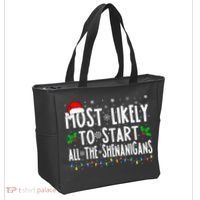 Most Likely To Start The Shenanigans Funny Family Christmas Tote Bag thumb 2