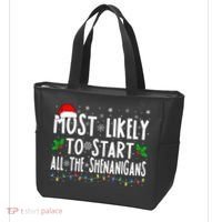 Most Likely To Start The Shenanigans Funny Family Christmas Tote Bag thumb 3