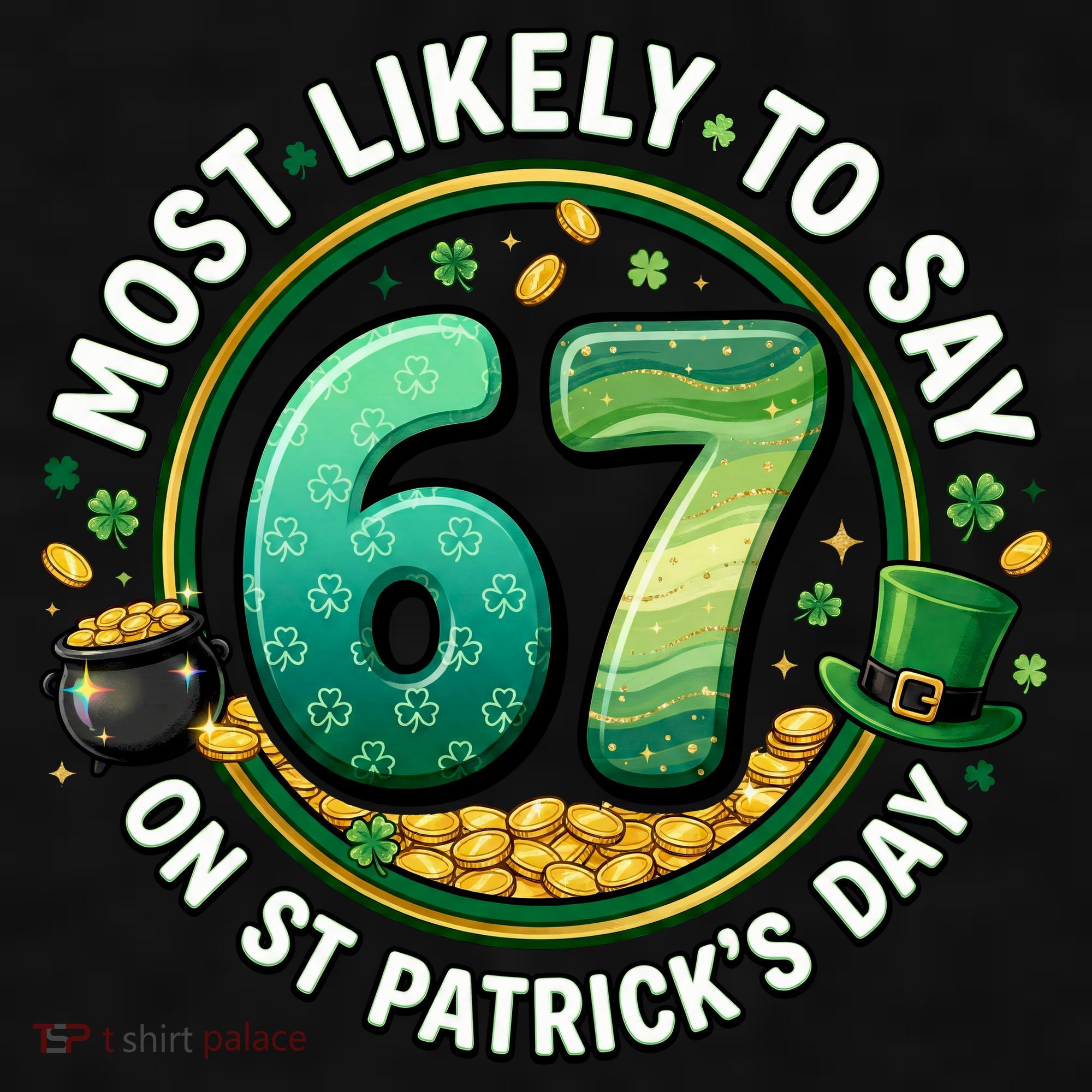 Most Likley To Say 67 On St Patrick's Day Ladies PosiCharge Tri-Blend Wicking Tank