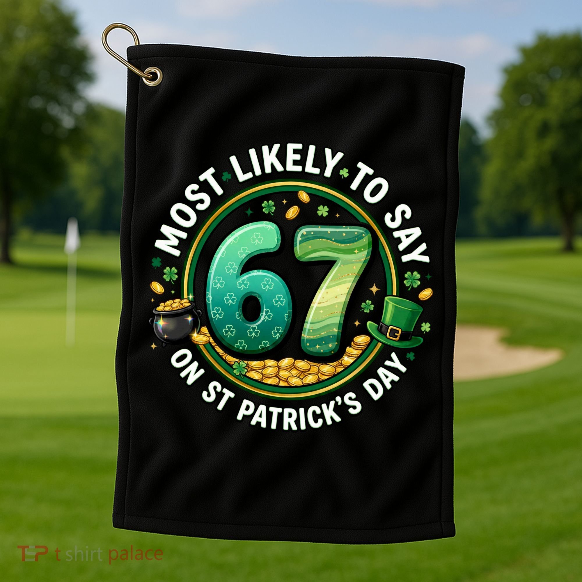 Most Likley To Say 67 On St Patrick's Day Golf Towel