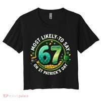 Most Likley To Say 67 On St Patrick's Day Women's Crop Top Tee thumb 0