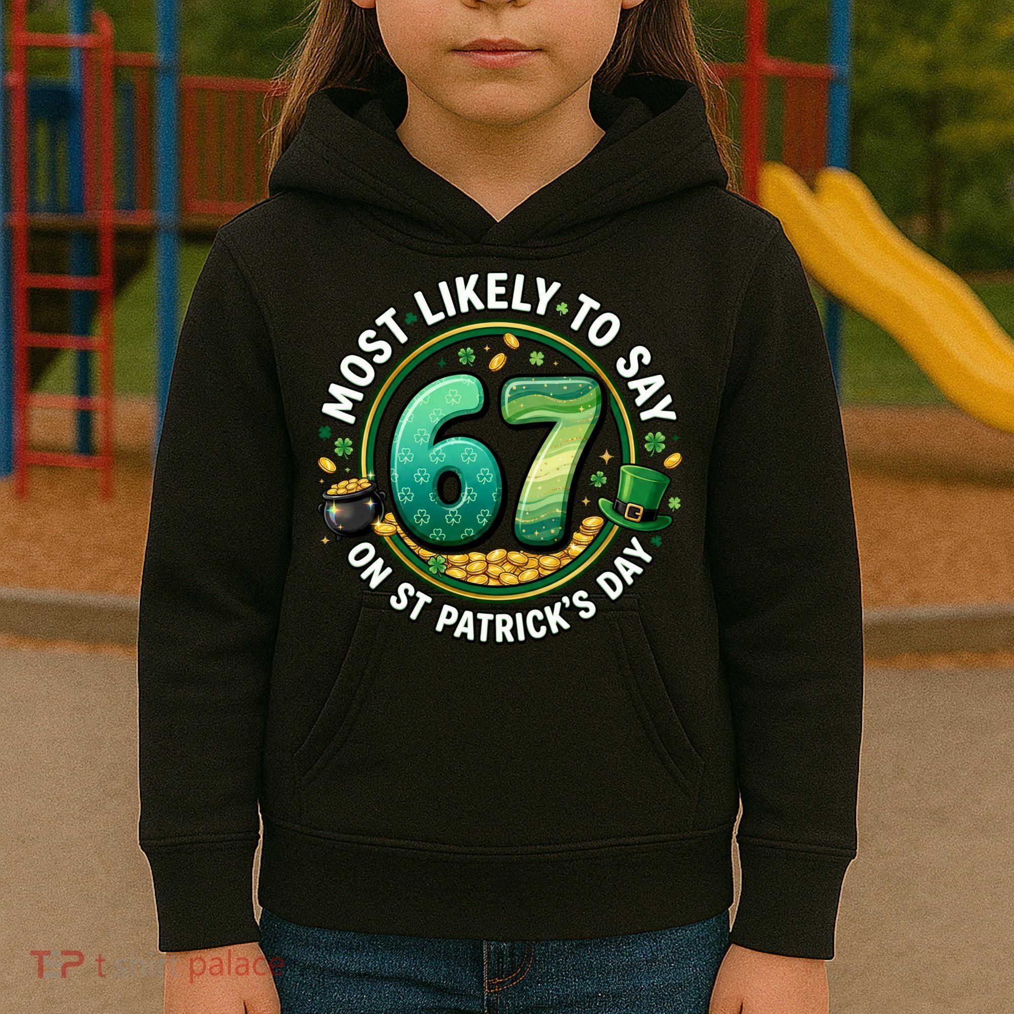 Most Likley To Say 67 On St Patrick's Day Kids Hoodie