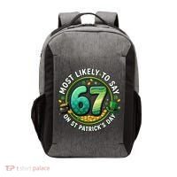 Most Likley To Say 67 On St Patrick's Day Vector Backpack thumb 0