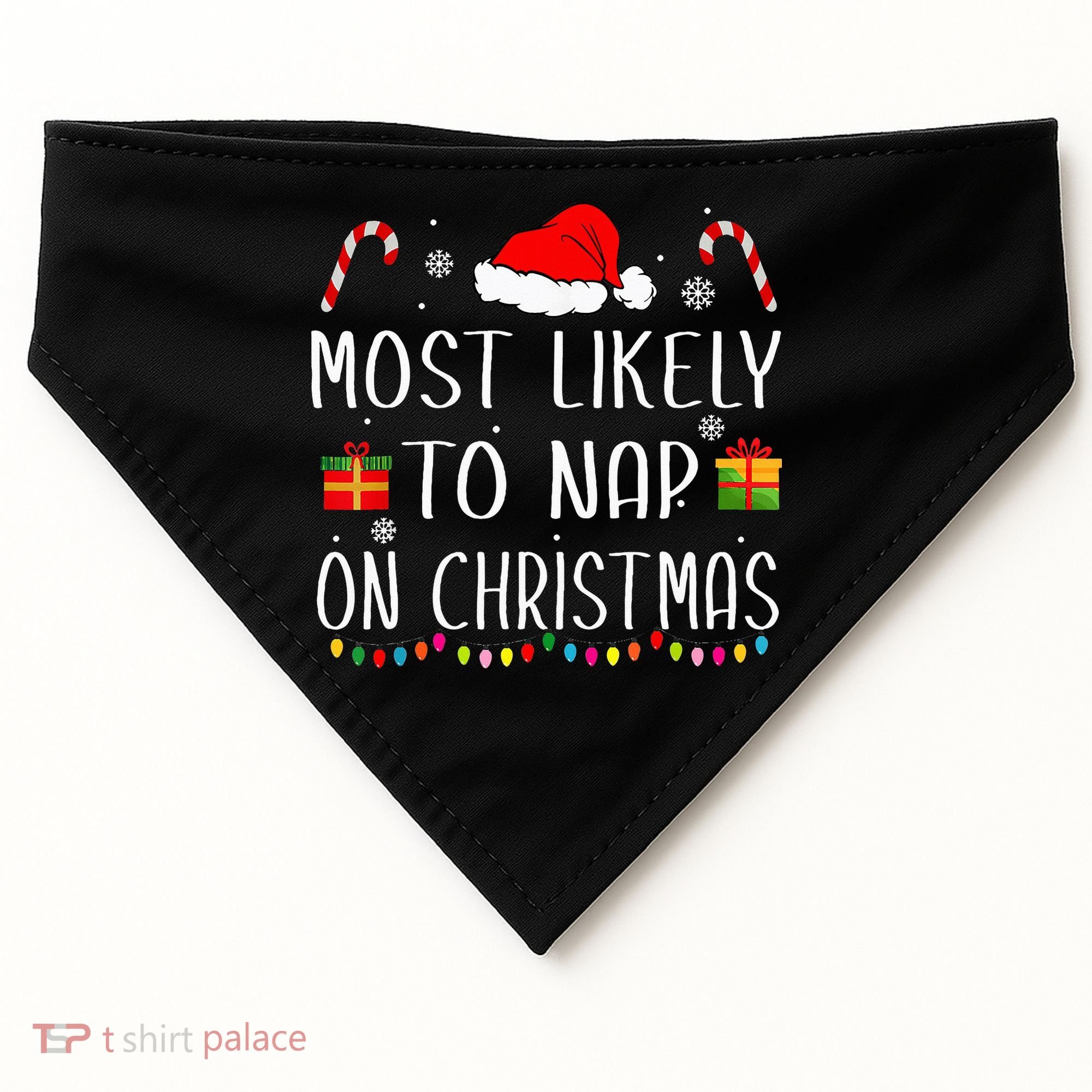 Most Likely To Nap On Christmas Family Funny Matching USA-Made Doggie Bandana