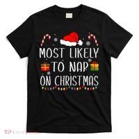 Most Likely To Nap On Christmas Family Funny Matching T-Shirt thumb 0