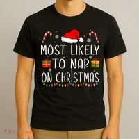 Most Likely To Nap On Christmas Family Funny Matching T-Shirt thumb 3