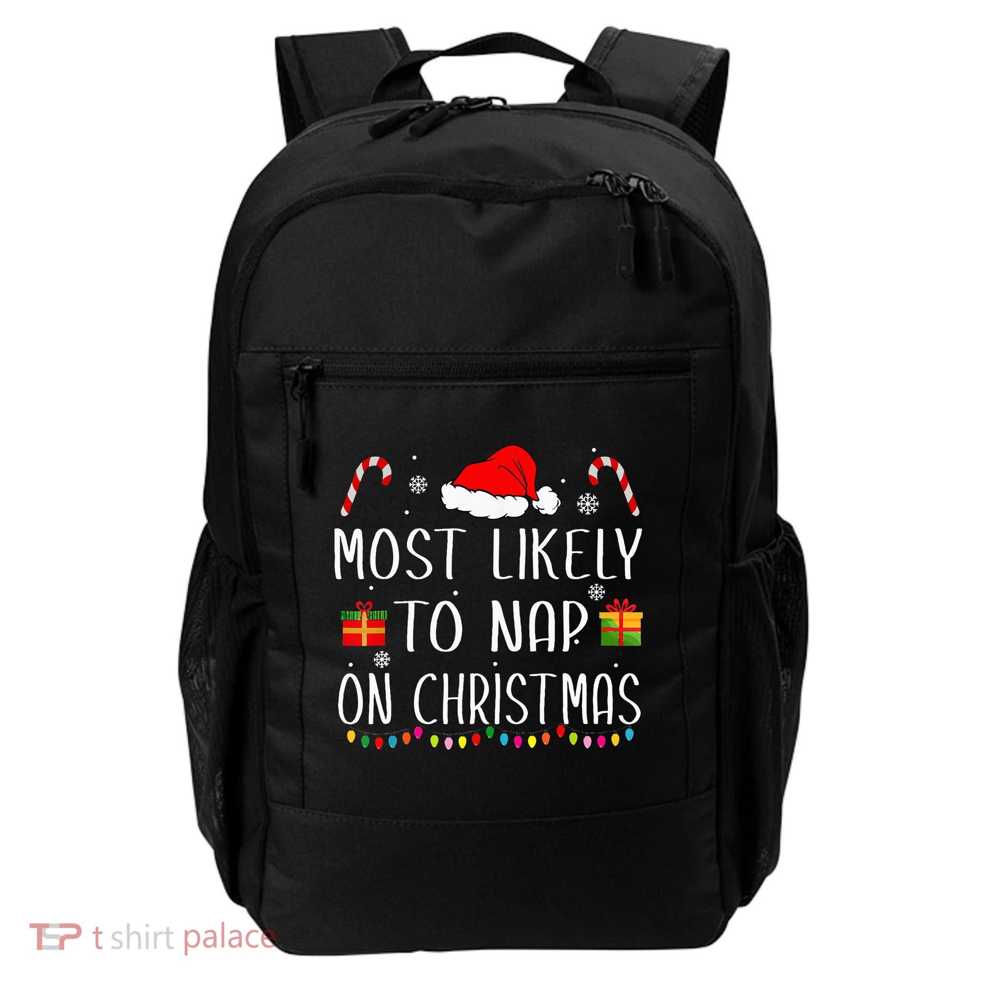 Most Likely To Nap On Christmas Family Funny Matching Backpack
