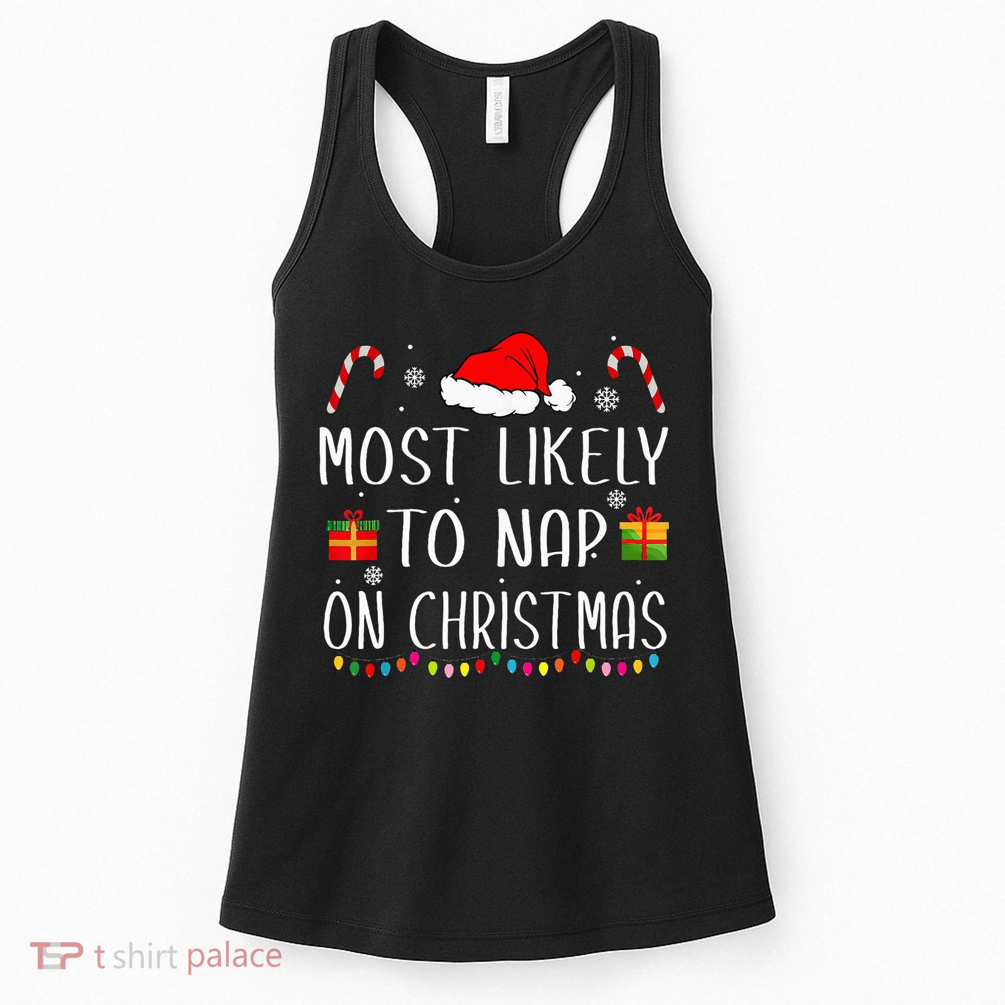 Most Likely To Nap On Christmas Family Funny Matching Women's Tank Top