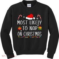 Most Likely To Nap On Christmas Family Funny Matching Kids Sweatshirt thumb 0