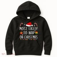 Most Likely To Nap On Christmas Family Funny Matching Kids Hoodie thumb 0