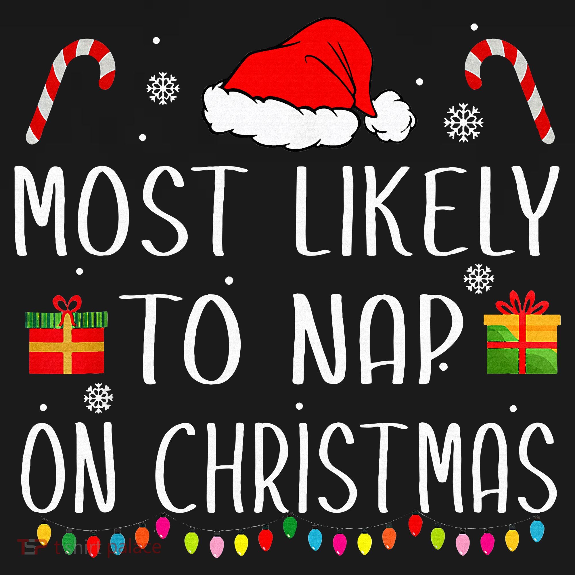Most Likely To Nap On Christmas Family Funny Matching Kids Hoodie