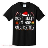 Most Likely To Nap On Christmas Family Funny Matching Kids T-Shirt thumb 0