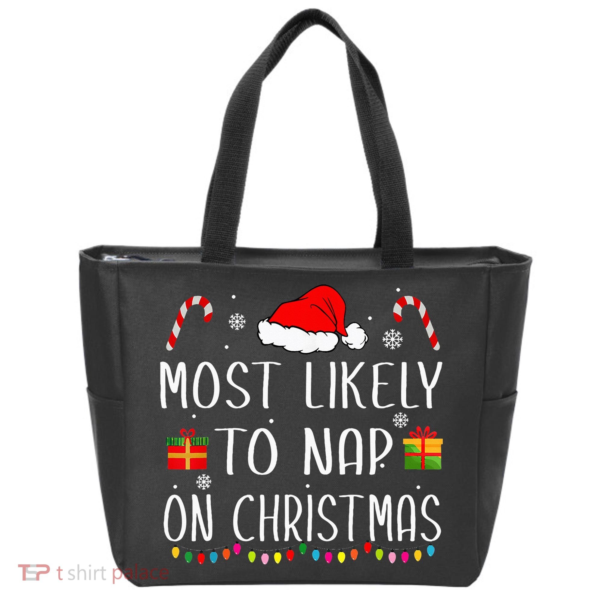 Most Likely To Nap On Christmas Family Funny Matching Tote Bag