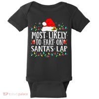 Most Likely To Fart On SantaS Lap Christmas Xmas Lights Baby Bodysuit thumb 0