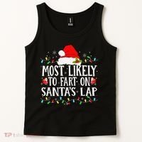 Most Likely To Fart On SantaS Lap Christmas Xmas Lights Tank Top thumb 2