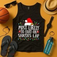 Most Likely To Fart On SantaS Lap Christmas Xmas Lights Tank Top thumb 4