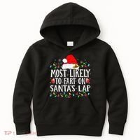 Most Likely To Fart On SantaS Lap Christmas Xmas Lights Kids Hoodie thumb 0