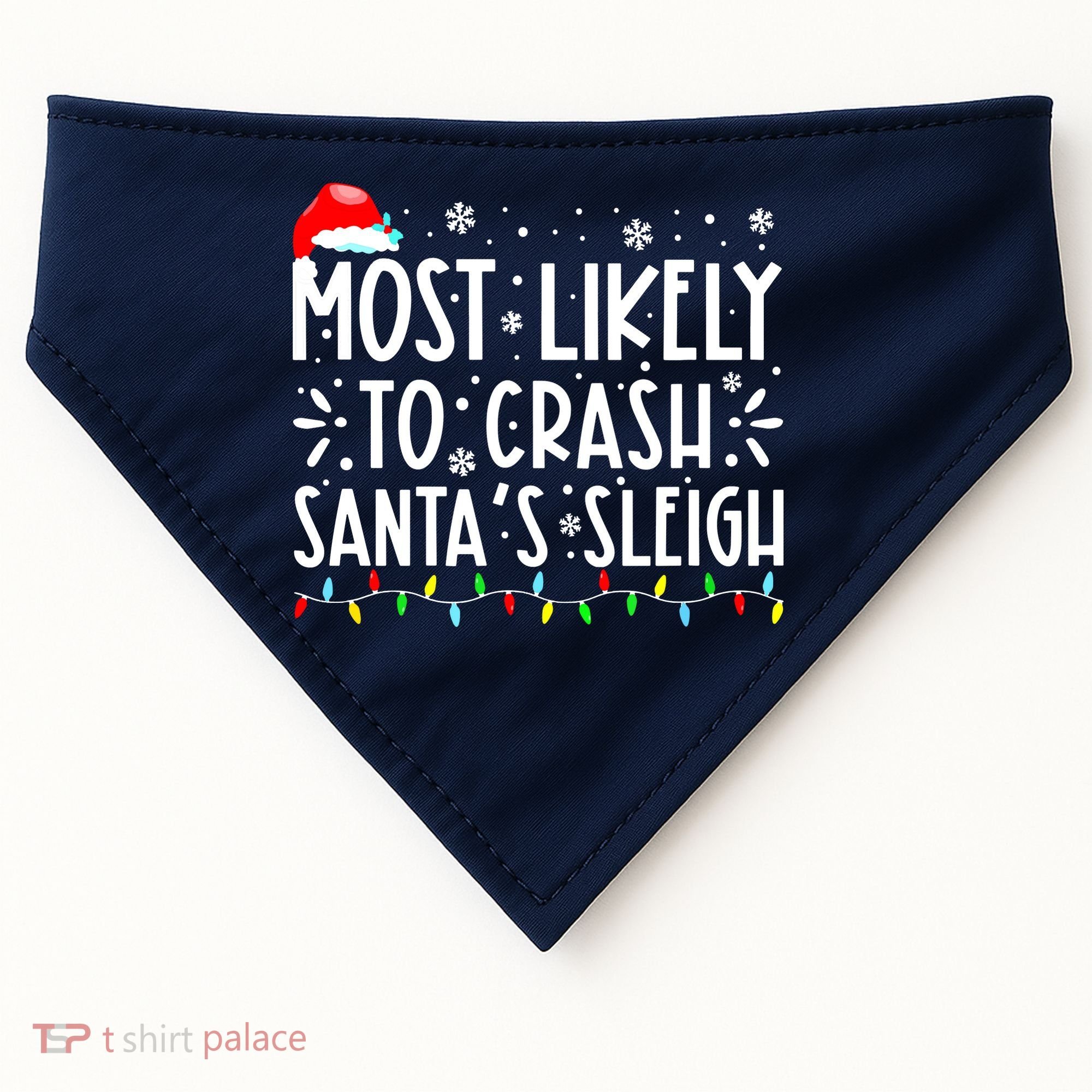 Most Likely To Crash Santa's Sleigh Funny Xmas Pajama USA-Made Doggie Bandana