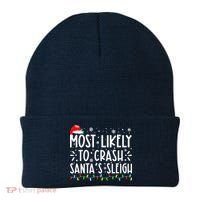 Most Likely To Crash Santa's Sleigh Funny Xmas Pajama Beanie thumb 0
