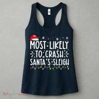 Most Likely To Crash Santa's Sleigh Funny Xmas Pajama Women's Tank Top thumb 3