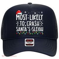 Most Likely To Crash Santa's Sleigh Funny Xmas Pajama Hat thumb 0