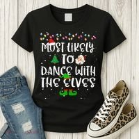 Most Likely To Dance With The Elves xmas Family  Women's T-Shirt thumb 3