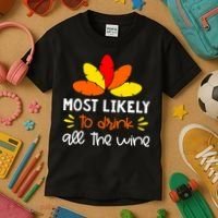 Most Likely To Matching Family Thanksgiving Pajamas Kids T-Shirt thumb 3