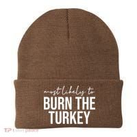 Most Likely To Burn The Turkey Funny Thanksgiving Beanie thumb 0