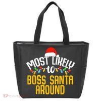 Most Likely To Boss Santa Around Funny Family Christmas Tote Bag thumb 0