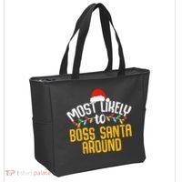 Most Likely To Boss Santa Around Funny Family Christmas Tote Bag thumb 2