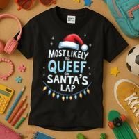 Most Likely To Queef On Santas Lap Offensive Christmas Kids T-Shirt thumb 3