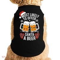 Most Likely To Offer Santa A Beer Christmas Drinking Doggie Tank thumb 0